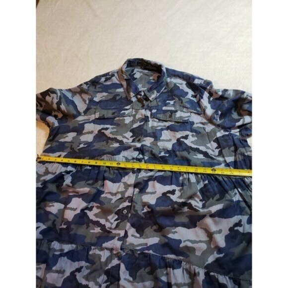 Elliott & Vine Womens Blue Camouflage Tiered dress with pockets Size 2X New - Picture 16 of 16